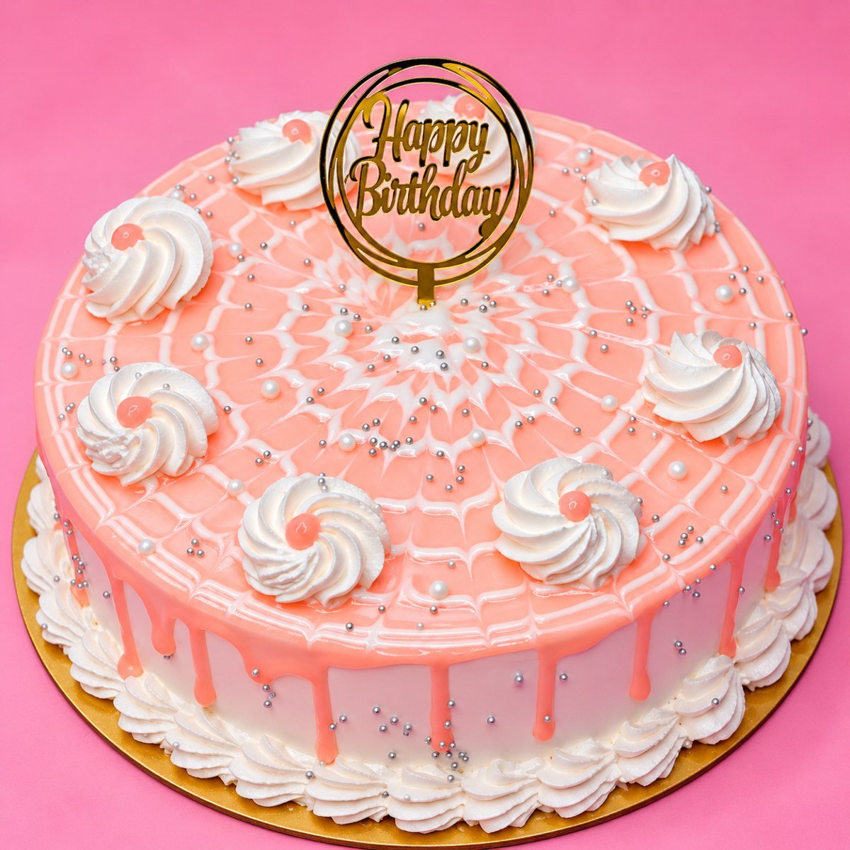 Pink Drip Birthday Cake